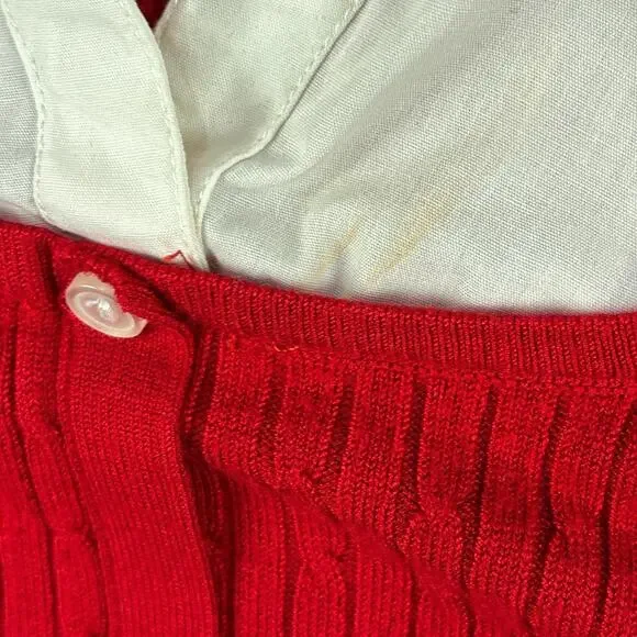 Vintage Carolyn Taylor Long Sleeve Red Sweater White Collar Women’s Size XL - Picture 7 of 7